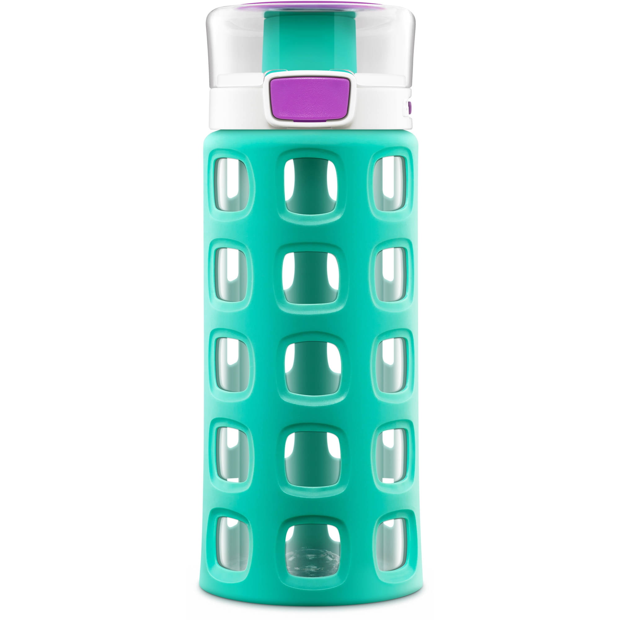 Ello 16 oz Green and Purple Plastic Water Bottle with Wide Mouth
