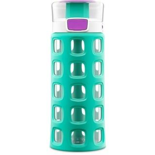 Ello Glass Water Bottle Silicone Wrap Travel Sports Exercise Aqua Green 24  oz