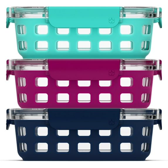 Ello 3.4 Cup 10Pc, 5 Pack Glass Meal Prep Sets Leak-Proof Glass Food Storage Containers with Airtight BPA-Free Plastic Lids, Dishwasher, Microwave, and Freezer Safe Mixed Berry