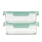 Ello Color Lock 3.4 Cup 2 Pack Glass Meal Prep Containers with Locking Lids