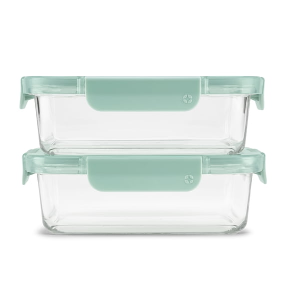 Ello Color Lock 3.4 Cup 2 Pack Glass Meal Prep Containers with Locking Lids