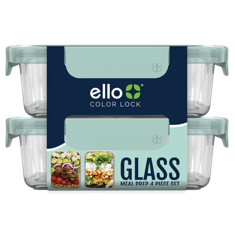 Ello 3.4 Cup Duraglass Glass Containers and Plastic Locking Lids, Set of 2