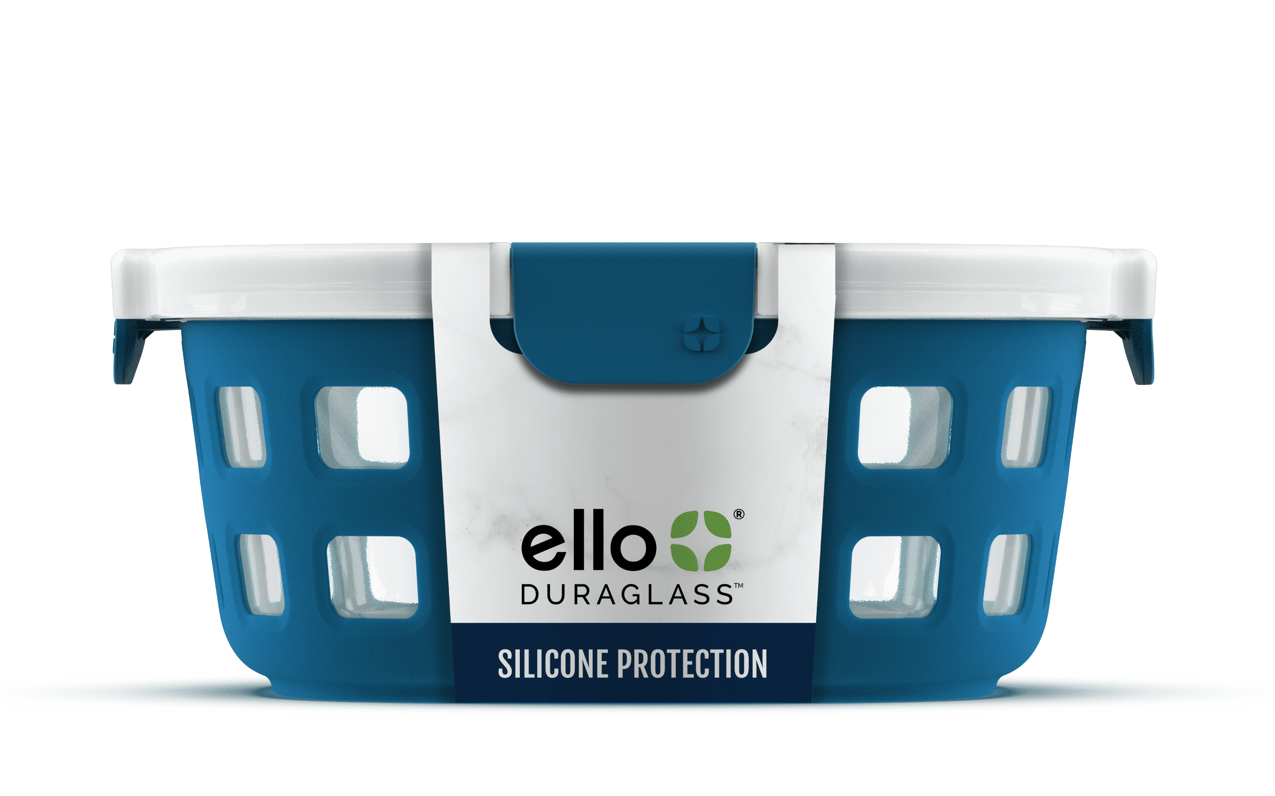 Ello 7 Cup Round Glass Food Storage with Oven Safe Silicone Sleeve in