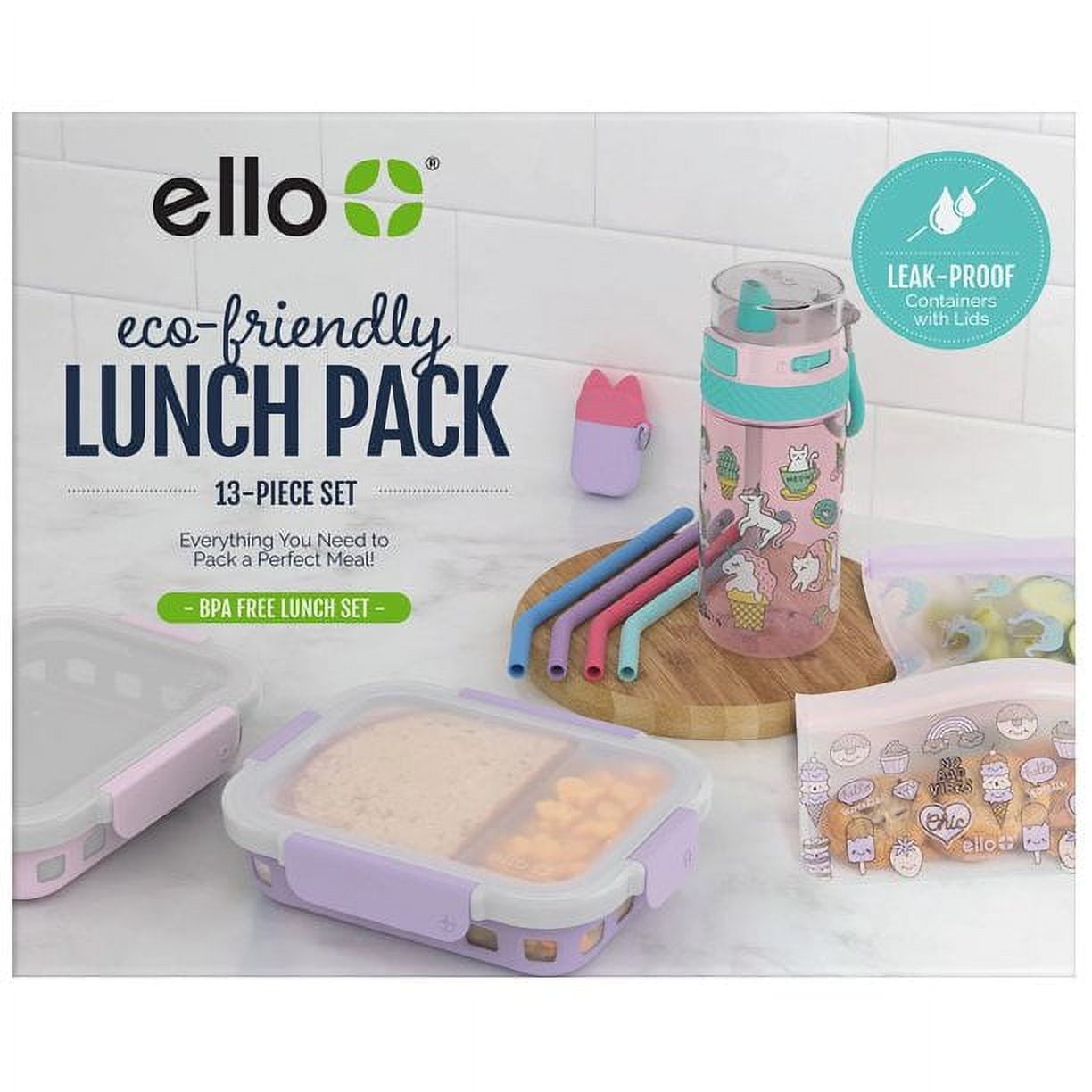 Ello 2-Compartment Glass Food Containers, 8-piece set