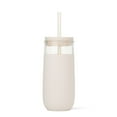thumbnail image 1 of Ello Avery 18oz Glass Tumbler with Straw, Cream, 1 of 7