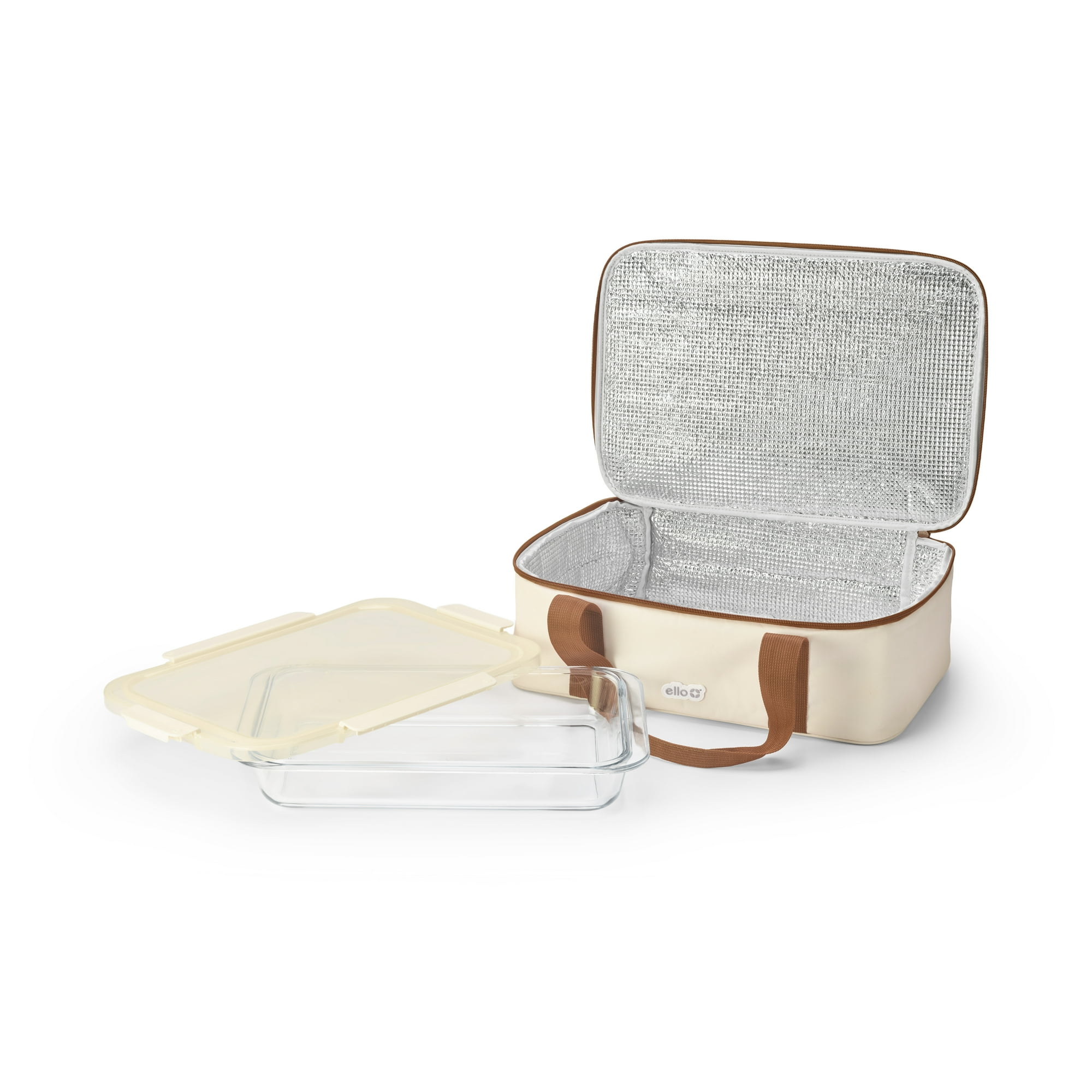 Ello Color Lock 9X13 Glass Baker with Carrier, Cream