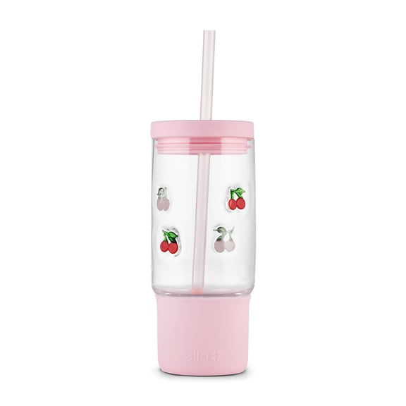 Ello Charmed 18oz Glass Tumbler , Cherries