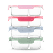 Ello Color Lock 8pc 3.4 Cup Divided Glass Meal Prep Set