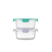 Ello Color Lock 3.4 Cup 2pk Round Glass Meal Prep Containers