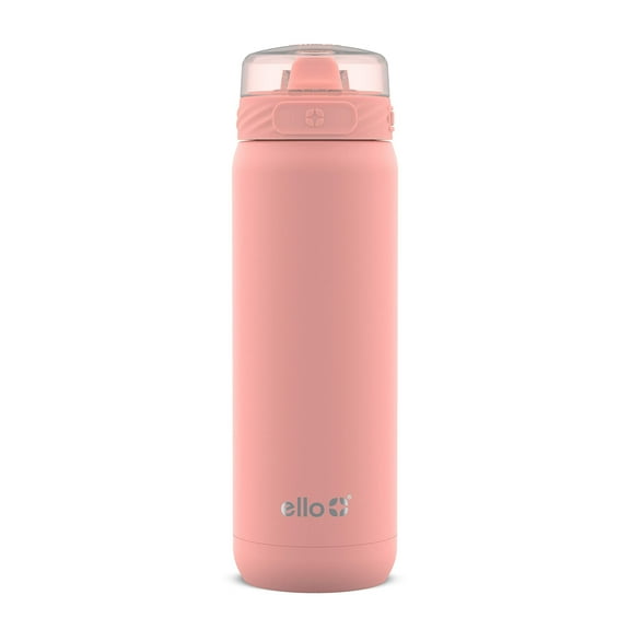 Ello Cooper Stainless Steel Water Bottle with Straw and Carry Handle, Double Walled and Vacuum Insulated Metal, Leak Proof Locking Lid with Soft Silicone Spout, Reusable, BPA Free, 22oz, 32oz, 40oz Co