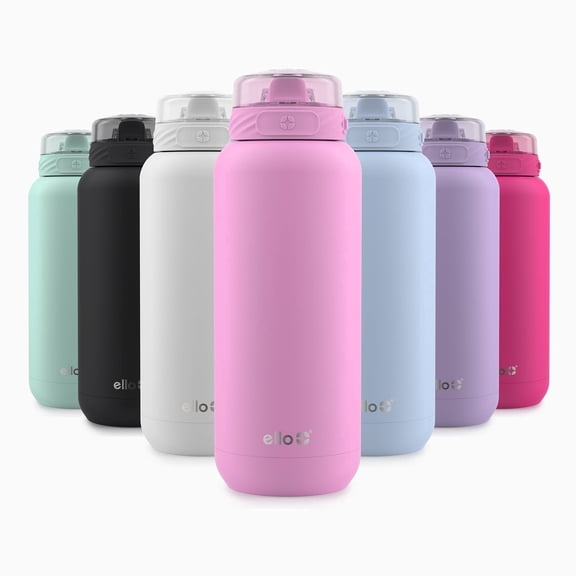 Ello Cooper Stainless Steel Water Bottle with Straw, Vacuum Insulated, Leak-Proof, BPA-Free, 32 oz, Blue