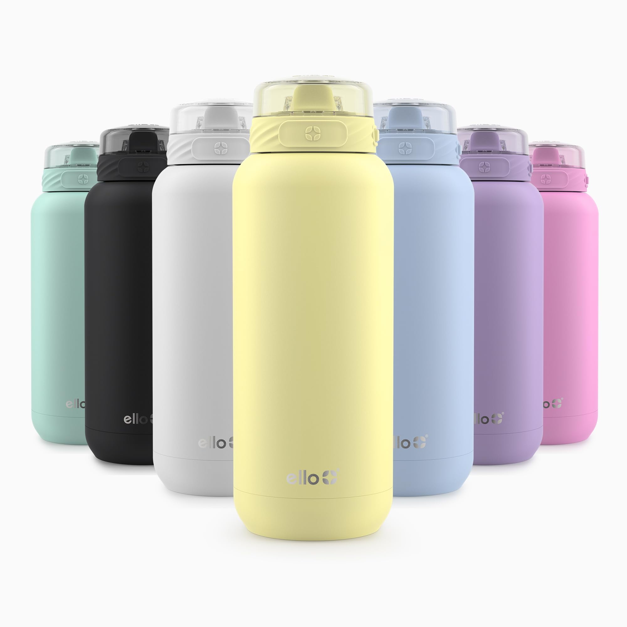 Ello Cooper 22oz Stainless Steel Water Bottle With Straw And Carry Handle Double Walled And Vacuum Insulated Metal Leak Proof Locking Lid With Soft Silicone Spout Reusable Bpa Free Black