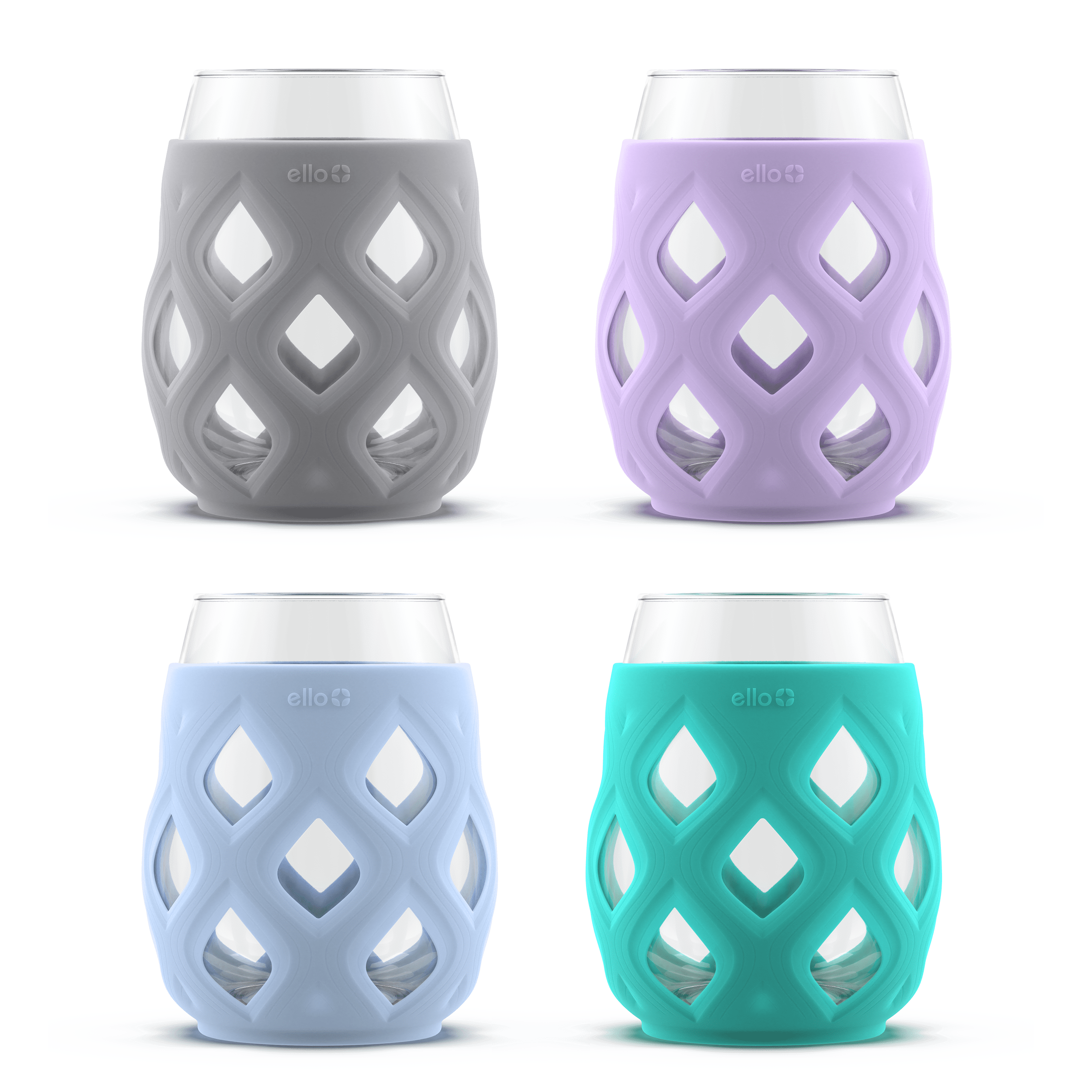  Ello Cru 17oz Stemless Wine Glass Set with Protective Silicone  Sleeves, 6 Pack Cocktail Glass Perfect for Summer Patios, Parties, Holiday  Gifting for Her Him, Dishwasher Safe, Berry Smash : Home