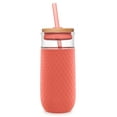 thumbnail image 1 of Ello Devon 20oz Glass Tumbler with Straw, Coral, 1 of 3