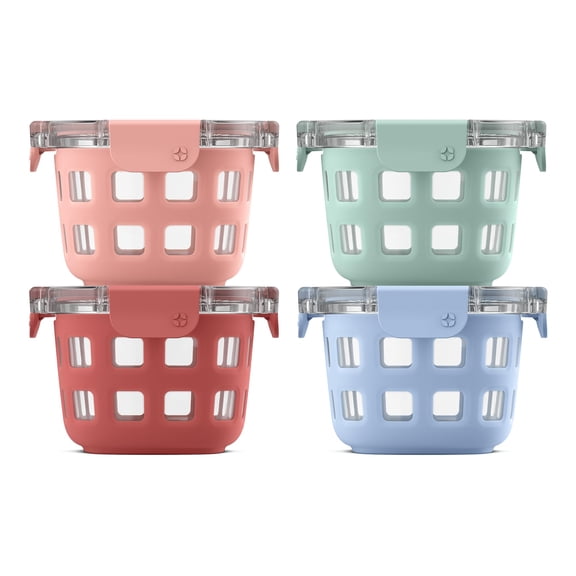 Ello Duraglass Glass Meal Prep Sets Leak-Proof Glass Food Storage Containers with Airtight BPA-Free Plastic Lids, Dishwasher, Microwave, and Freezer Safe