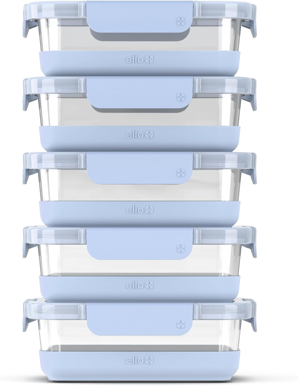 Ello Duraglass Refresh 3.4 Cup Meal Prep Sets 10Pc, 5 Pack Set Glass