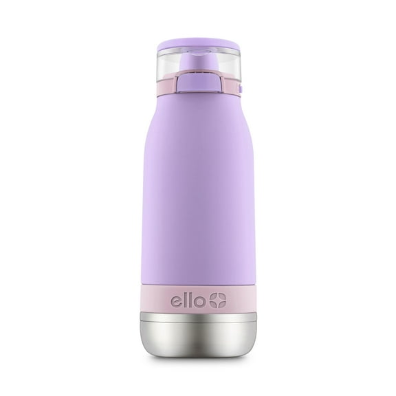 Ello Emma 14oz Vacuum Insulated Stainless Steel Kids Water Bottle with Straw and Built-in Carrying Handle and Leak-Proof Locking Lid for School Backpack, Lunchbox and Outdoor Sports