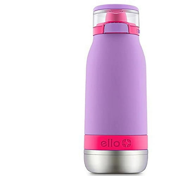 Ello Emma Vacuum Insulated 14 oz Purple Stainless Steel Water Bottle with Locking Mechanism