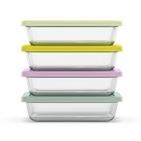 Ello Everyday 8PC Glass Nesting Food Storage Set, 4.5 Cup, BPA-Free Plastic Lids, Oven Safe, Garden Groovy