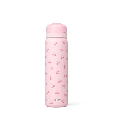 Ello Flip & Fill 22 oz Stainless Steel Water Bottle, Cherries