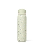 Ello Flip & Fill 22oz Stainless Steel Water Bottle with Quick Fill Tecnology, Sip & Chug, Leak-Proof, Green Daisies