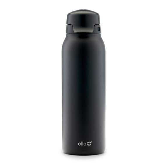 Ello Flip & Fill 32oz Stainless Steel Water Bottle, Black