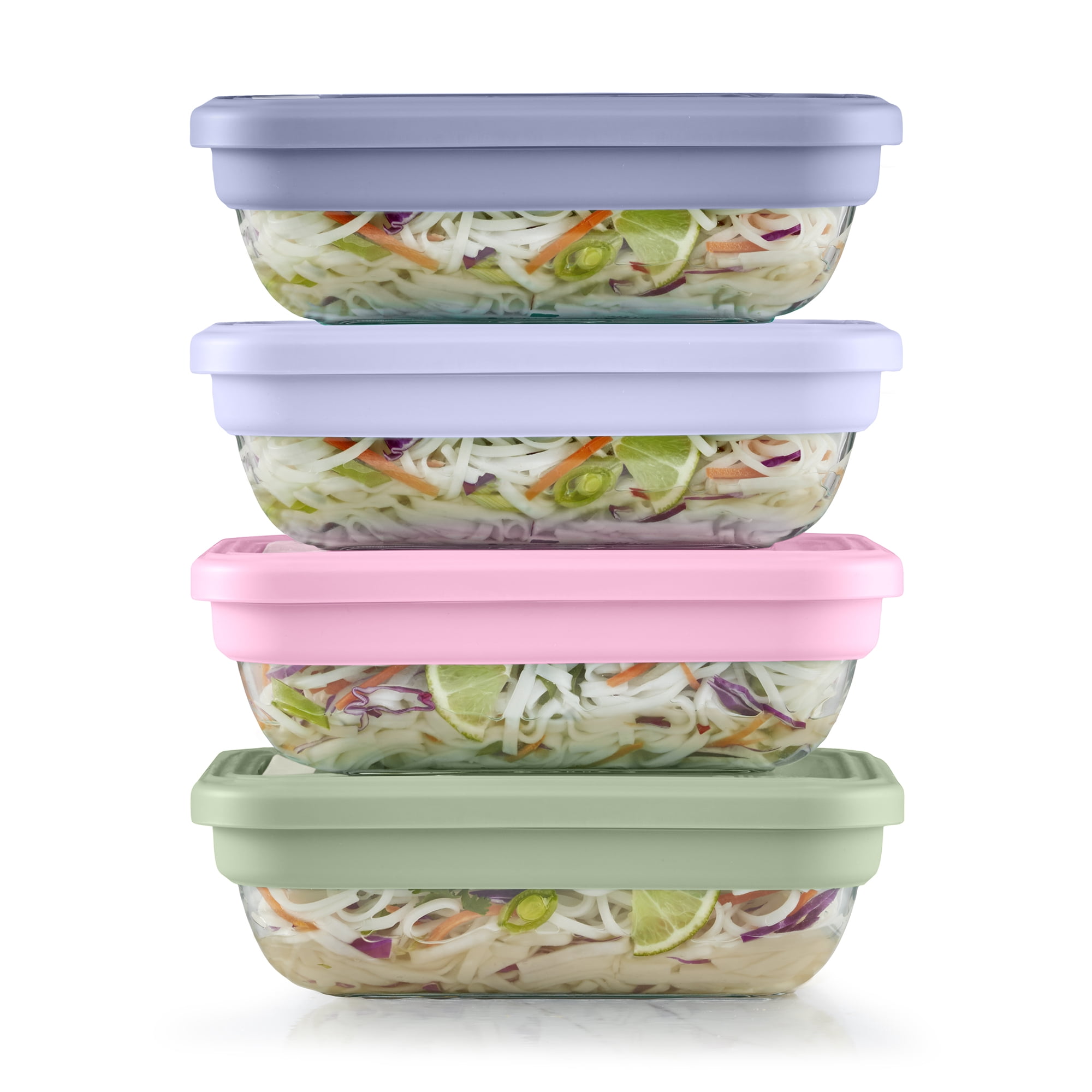 Ello Fresh Stack Glass 3.7cup 8piece Meal Prep Set, Designed to Help with Everyday Organization, and Meal Preparation