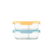 Ello Color Lock 3.4Cup 4PC, 2 Pack Glass Meal Prep Sets Leak-Proof Glass Food Storage Containers with Airtight BPA-Free Plastic Lids, Dishwasher, Microwave, and Freezer Safe