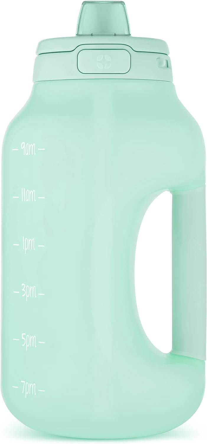 Ello Hydra 64oz Half Gallon Water Jug with Handle and Motivational Time Markers for All Day Hydration, Plastic Reusable Water Bottle with Straw and Locking, Leak Proof Lid, BPA Free