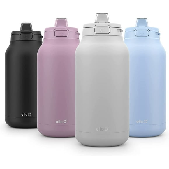 Ello Hydra Half Gallon Vacuum Insulated Stainless Steel Jug with Locking, Leak-Proof Lid and Soft Silicone Straw, Keeps Cold All Day, 64oz, Grey