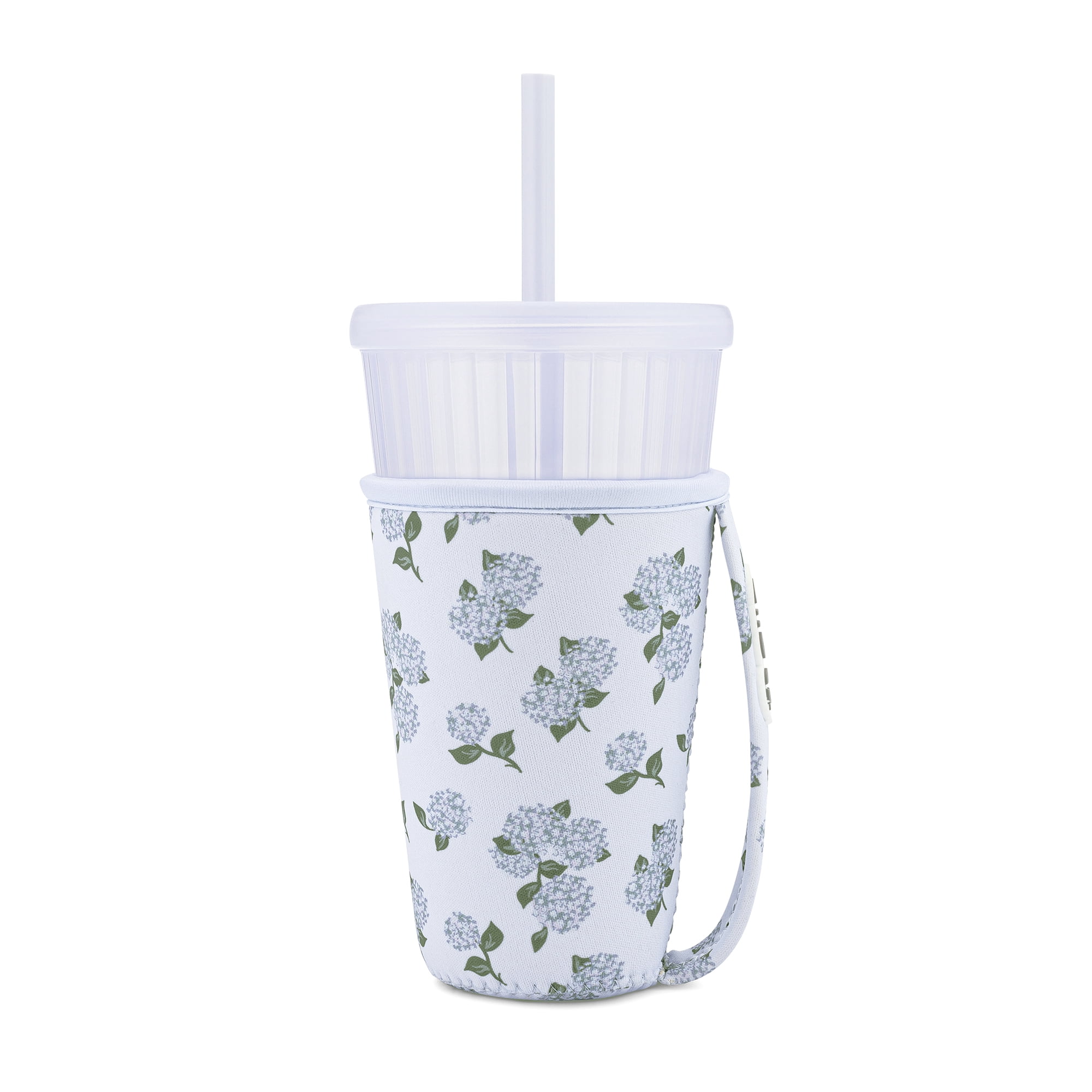Ello Iced Coffee Cooler 24Oz Plastic Blue Hydrangea - Walmart.com