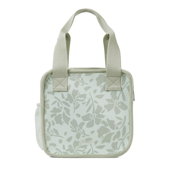 Ello Floral Pattern Insulated Neoprene Lunch Tote with Zipper, Sage