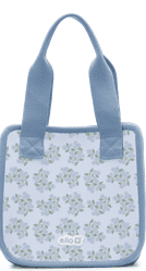 Ello Lunch Tote | Reusable Zippered Lunch Bag | Neoprene, Machine Washable with Pockets | Fits Most Meal Prep Containers | for Work, School & Travel | Blue Hydrangea