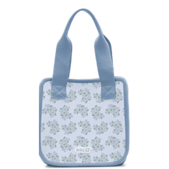Ello Floral Hydrangeas Insulated Neoprene Lunch Tote with Zipper, Blue