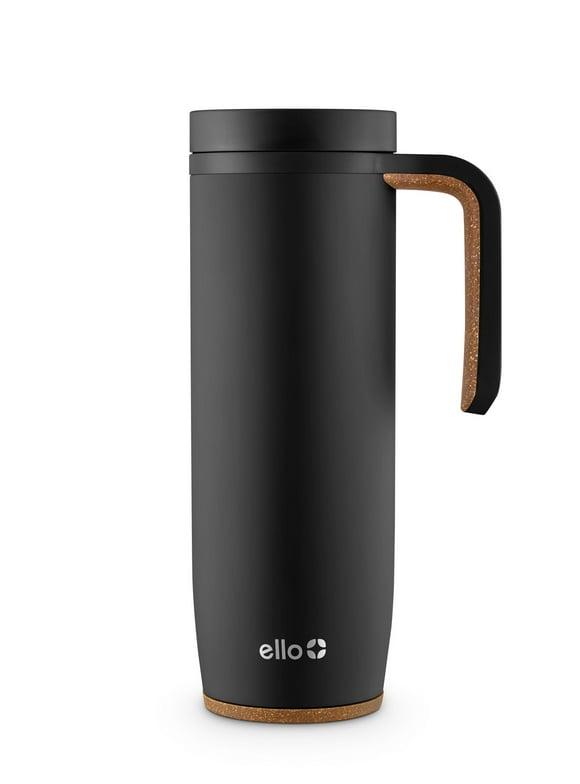 Ello Magnet Vacuum Insulated Stainless Steel Travel Mug, Matte Black, 18 oz.
