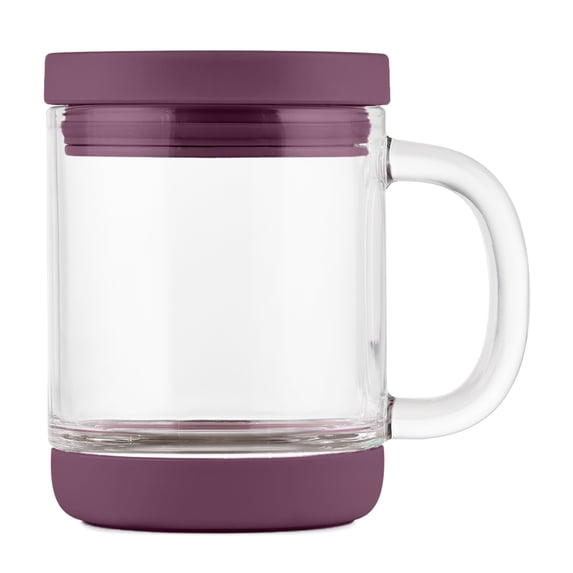 Ello Nova Shine 12oz Glass Mug with Lid, Figgy Pudding