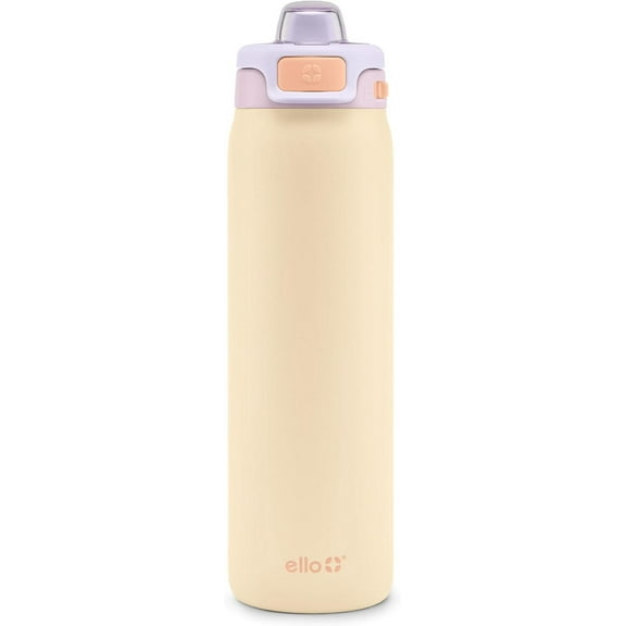 Ello Pop & Fill Stainless Steel Water Bottle with Quick Fill Technology, Double Walled Vacuum Insulated Metal, Leak Proof Locking Lid, Sip & Chug, BPA Free, Holiday Gift, 22oz, Pastel Paradise