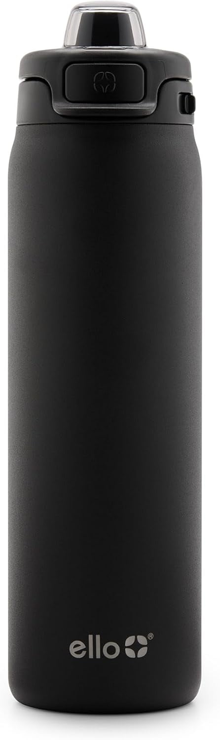 Ello 22oz Black Stainless Steel Insulated Water Bottle
