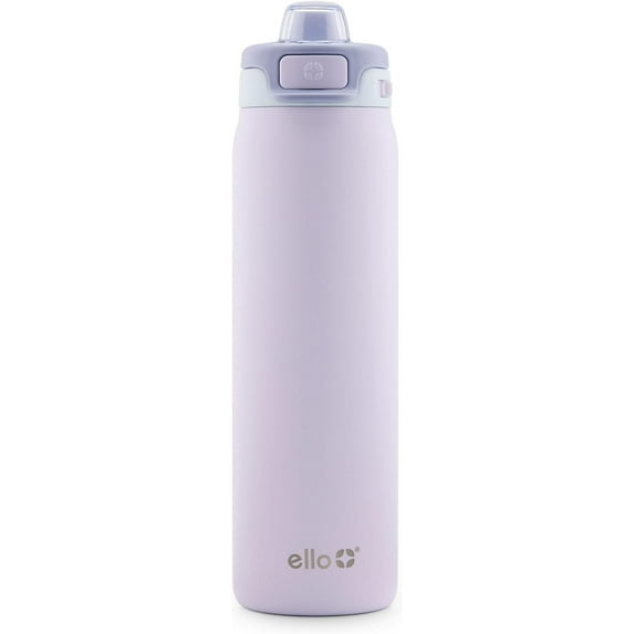 Ello Pop & Fill Stainless Steel Water Bottle with Quick Fill Technology, Double Walled Vacuum Insulated Metal, Leak Proof Locking Lid, Sip & Chug, BPA Free, Holiday Gift, 22oz, Aurora