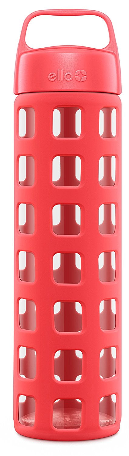 Ello Pure BPA-Free Glass Water Bottle with Lid, 20 oz [Coral Fizz