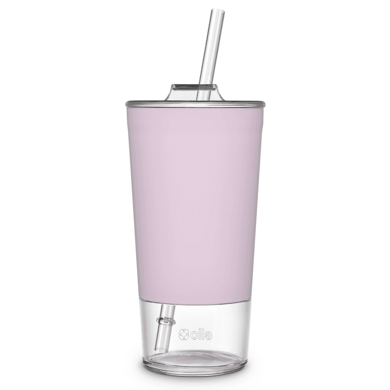 Ello Tidal Glass Tumbler with Straw, 20 oz, Pink