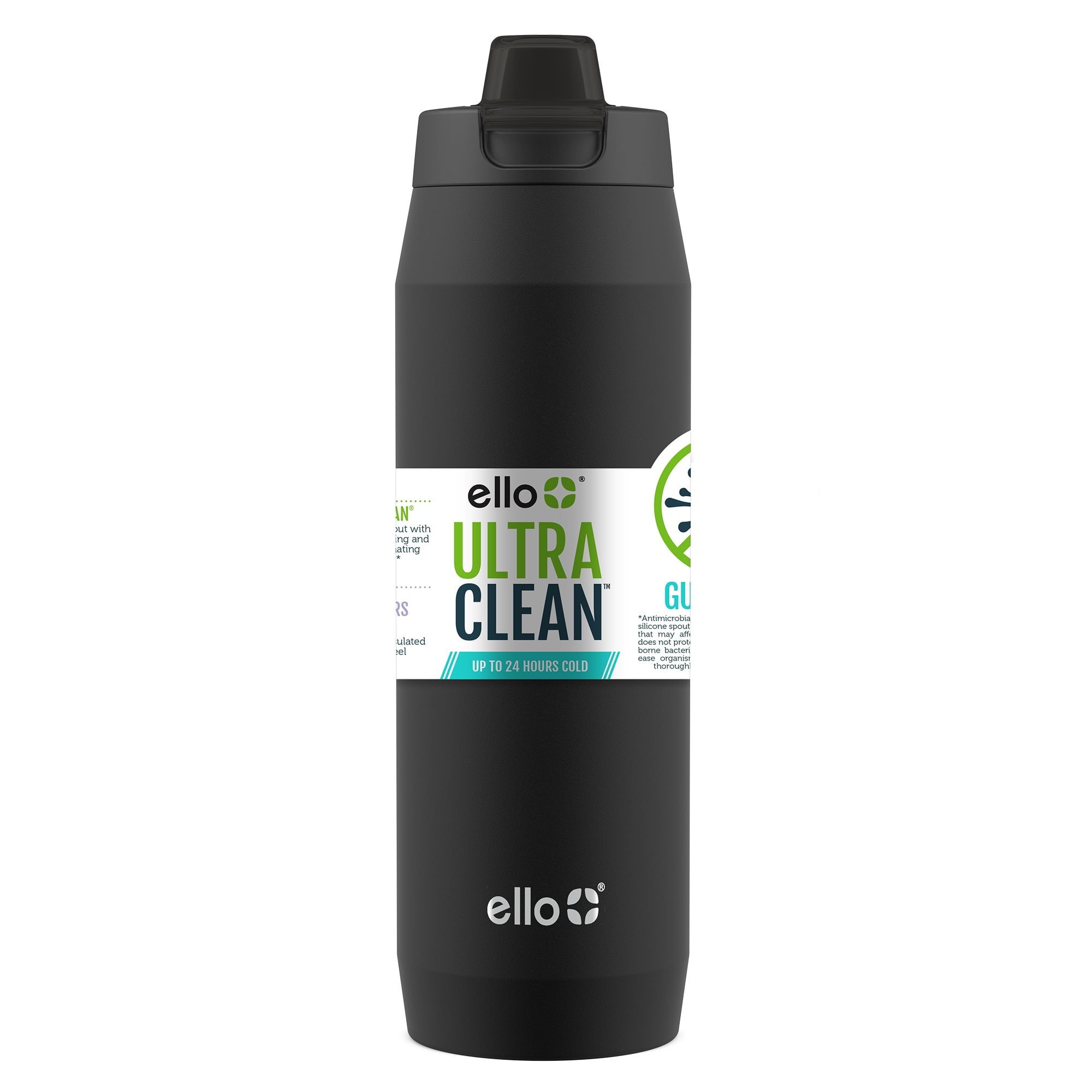 Ello Ultra Clean 24 fl oz Stainless Steel Insulated Water Bottle, Black
