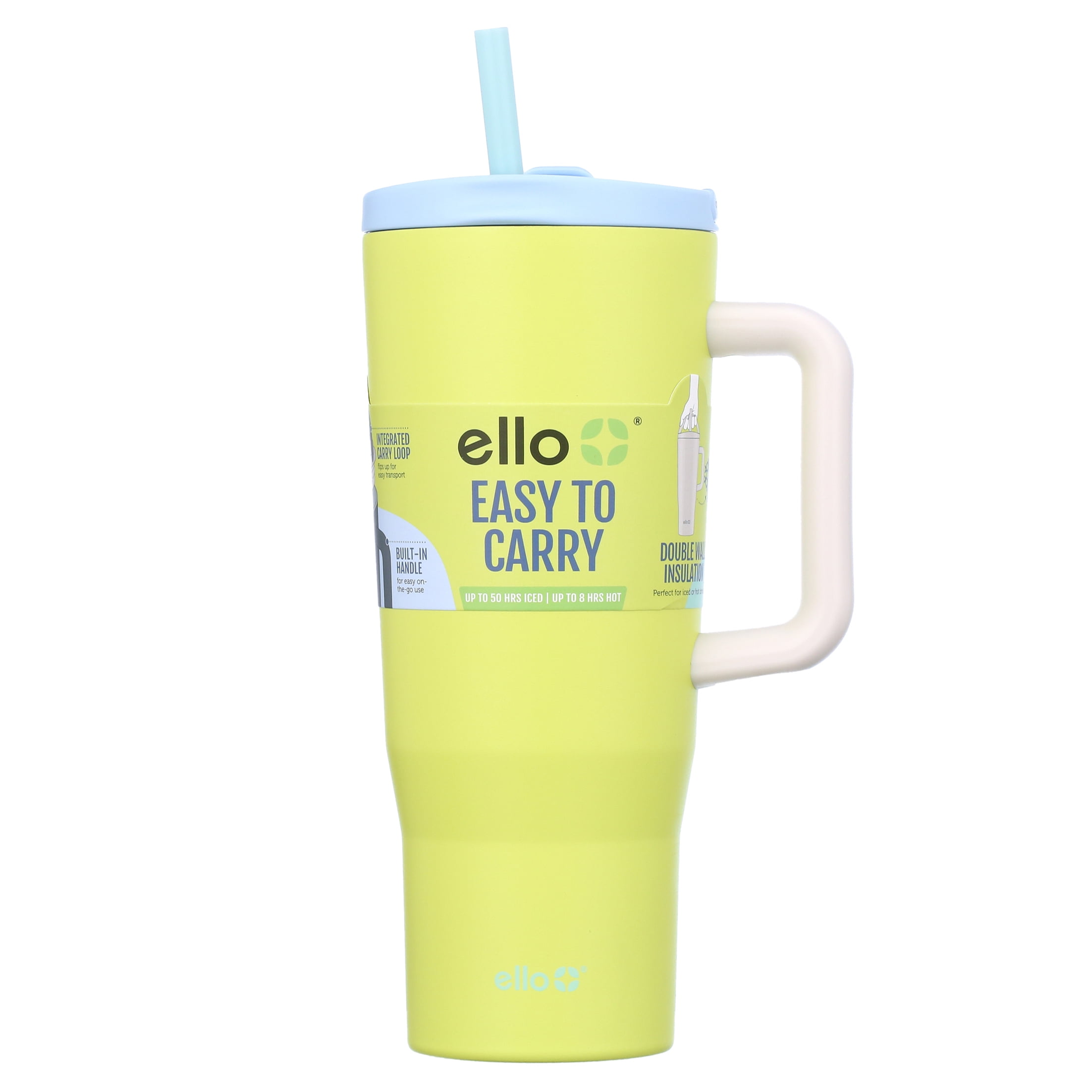 Ello Ultra Clean 40 oz Stainless Steel Tumbler with Handle, Green