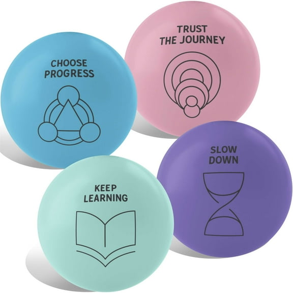 Ellopi 2.75" Green, Pink, Blue, Lavander Foam Motivational Stress Balls 4 Pack