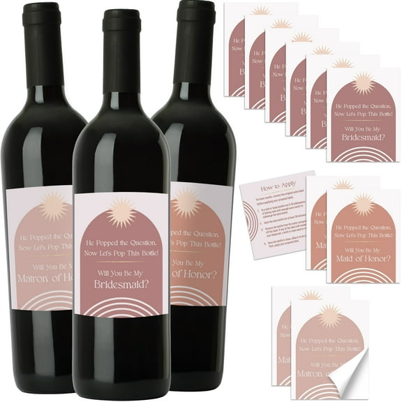 Ellopi 4x5 Inch Bridesmaid Proposal Wine Bottle Label 10 Set