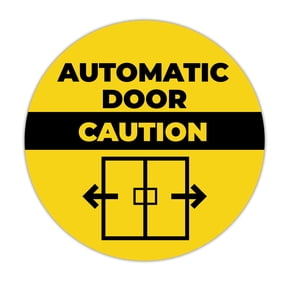Ellopi 5" Round Caution: Automatic Door Adhesive Decal Stickers, 1 Pack