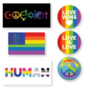 Ellopi LGBTQIA+ Rainbow Gay Pride Sticker Decals, 6 Pk