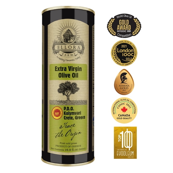 Ellora Farms Global Award-Winning Single Estate Extra Virgin Olive Oil, 17 oz Tin