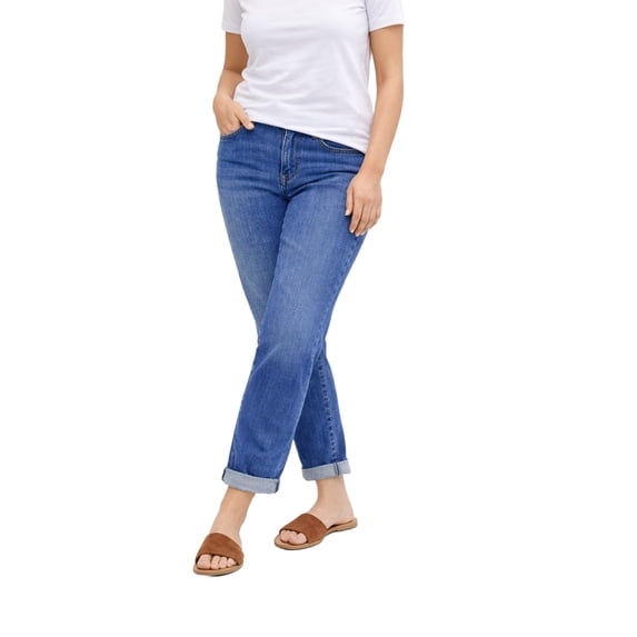 Ellos Comfortable Women's Plus Size Boyfriend Jeans Stretch Denim Mid-Rise