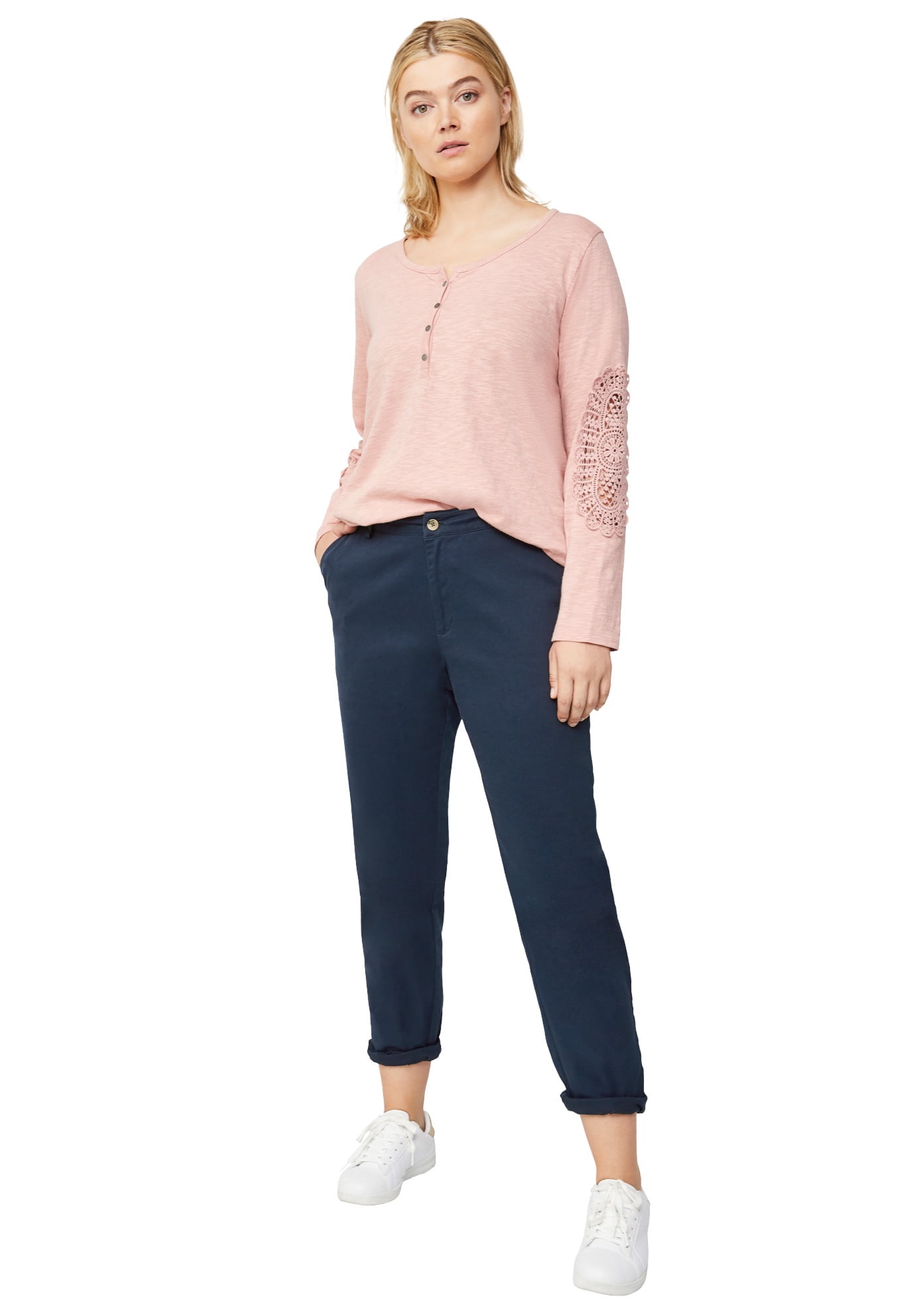 Ellos Comfortable Women's Plus Size Modern Stretch Chino Pants Slim Fit